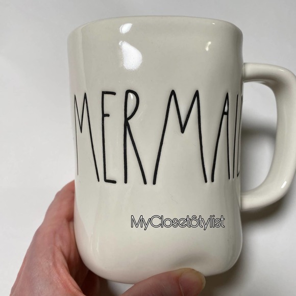 Rae Dunn MERMAID Ceramic Mug Rare Aqua Blue Inside NEW! OG Coffee Large Tea Cup - Picture 6 of 8
